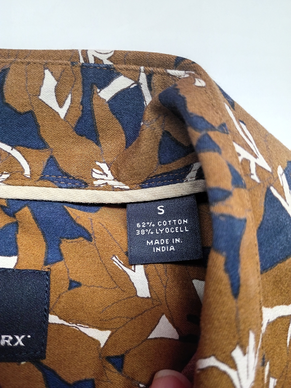 Hart Schaffner Marx Tan Floral Short-Sleeve Button-Down Shirt Small - Picture 4 of 8